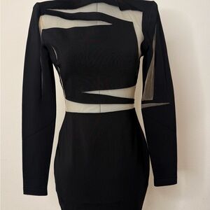 Balmain Black Cutout Long Sleeve Mini Dress NWT MSRP $2,068 Size 38 (US6/M)